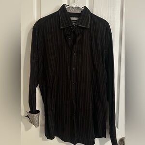 Zagiri Men's Black Pinstripe Dress Shirt